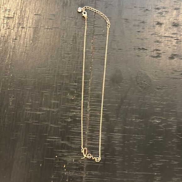 Vintage Liz Claiborne Rose Gold Tone Love Spell Out Necklace​​ - Picture 3 of 5